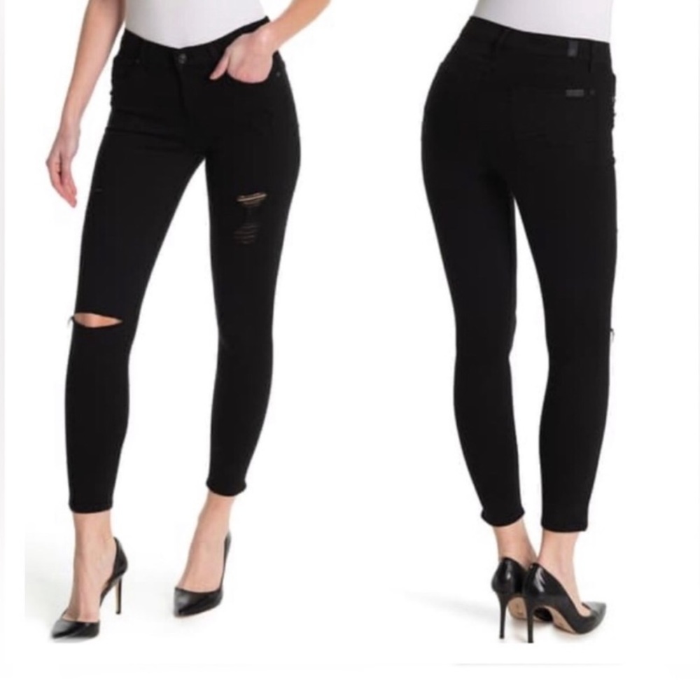 7 For All Mankind 27 Ankle Gwenevere Black distressed Women's Jeans Size 27